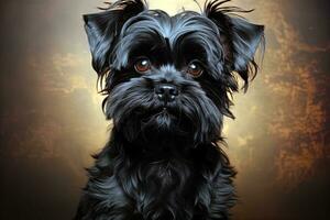 Affenpinscher doggy portrait on brown background. Ai generative art photo