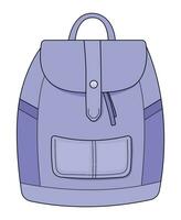 Cute simple blue backpack, vector color illustration