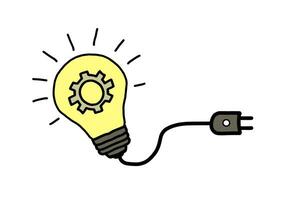 electricidad y Encendiendo concepto, vector ilustración. ligero bulbo con rayos brillar. energía y idea símbolo.