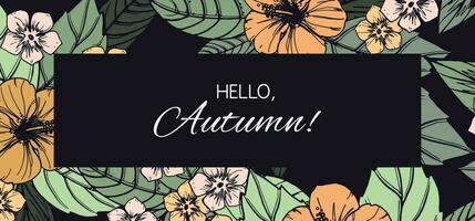 Autumn floral card, banner  or poster design vector