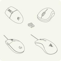 Bluetooth mouse, computer mouse, vector line art