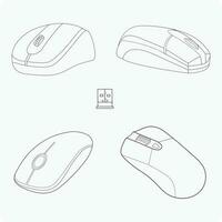 Computer mouse, Bluetooth mouse, Optical mouse vector line art, design