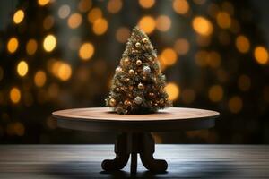 minimal Christmas tree on the table generated with ai photo