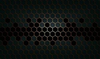 Gold honeycomb on dark background. vector