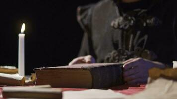 Ancient historical book. Historical reenactment. video