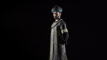 Ottoman Sultan in the Middle Ages. Black background. video