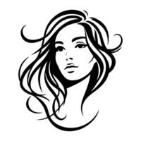 Beautiful Girl Face Logo Outline Vector, Makeup Logo, Girl Head Logo vector