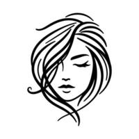 Beautiful Girl Face Logo Outline Vector, Makeup Logo, Girl Head Logo vector