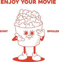 Retro Popcorn Trendy Retro Cartoon Vector