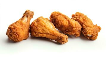 Fried chicken legs on a white background Generate AI photo