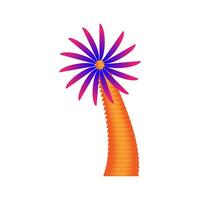 a colorful palm tree with a purple flower vector