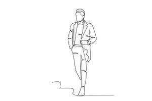 A man wearing casual winter clothes vector