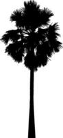 un negro y blanco ilustración de un palma árbol, silueta de palma árbol en blanco antecedentes vector arte, negro color