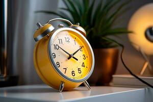 table clock, morning alarm clock generative ai photo