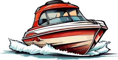 Motorboat Cartoon Clip Art AI Generative png