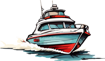 Motorboat Cartoon Logo AI Generative png