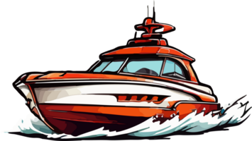 bateau à moteur dessin animé image ai génératif png