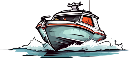 Motorboat Cartoon Design AI Generative png
