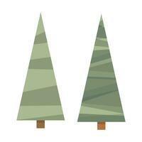 Green Christmas trees flat without decorations vector