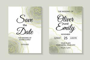 Wedding invitation card template set with watercolor splash. Background for save the date, greeting, poster, and cover vector