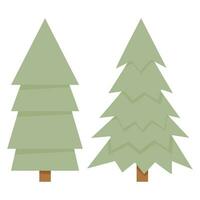 Set of flat green fir trees for Christmas and New Year vector