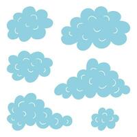 Set of design elements, abstract doodle cartoon clouds icons. vector