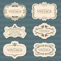 Set of old vintage banner, isolated design element, frame with ornament. vector