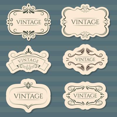 Set of old vintage banner, isolated design element, frame with ornament.