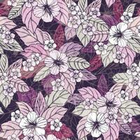 seamless floral pattern with pink and purple flowers vector