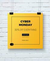 cyber monday sale poster on brick wall vector