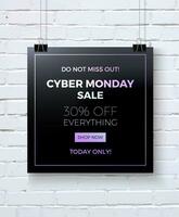 cyber monday sale poster on brick wall vector