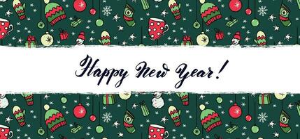 happy new year background with christmas ornaments vector