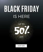 black friday sale card  template with gold glitter vector