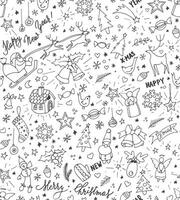 christmas seamless pattern with hand drawn doodles vector