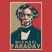 Miguel faraday retro póster vector ilustración