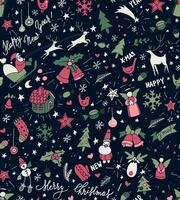 christmas seamless pattern with hand drawn elements vector