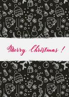 Merry Christmas and happy new year card with doodles and symbols vector