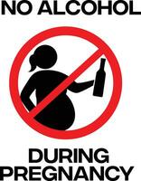 No alcohol pregnant women sign vector illustration, No alcohol during pregnancy symbol sign clip art stock vector image