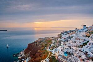 Famous greek tourist destination Oia, Santorini island , Greece photo