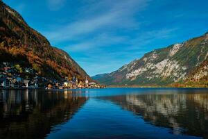 Hallstatt village on Hallstatter See lake in Austrian alps. Salzkammergut region, Austria photo