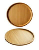 Empty rounded bamboo tray on transparent background, created with generative AI png