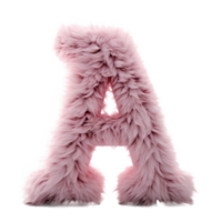 Pink furry letter A, on transparent background, created with generative AI png