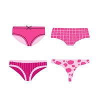 A set of women's panties. Underwear. Vector illustration in flat style.