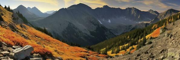panorama montaña otoño paisaje. ai generado foto