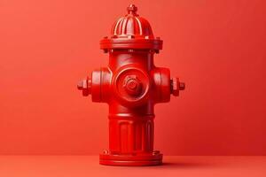 Red fire hydrant on red background. Generate Ai photo