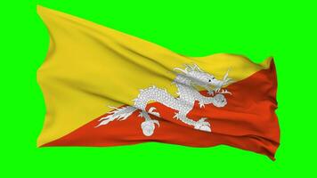 Bhutan Flag Waving Seamless Loop in Wind, Chroma Key Green Screen, Luma Matte Selection video