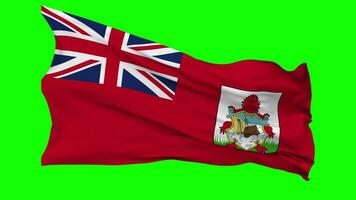 Bermuda Flag Waving Seamless Loop in Wind, Chroma Key Green Screen, Luma Matte Selection video