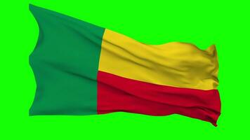 benin bandera ondulación sin costura lazo en viento, croma llave verde pantalla, luma mate selección video