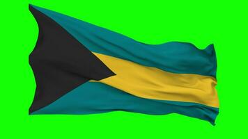 Bahamas Flag Waving Seamless Loop in Wind, Chroma Key Green Screen, Luma Matte Selection video