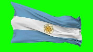 Argentina Flag Waving Seamless Loop in Wind, Chroma Key Green Screen, Luma Matte Selection video